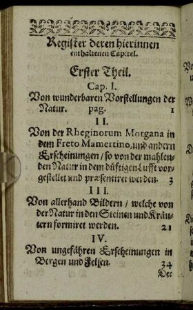 Register deren hierinnen enthaltenen Capitel