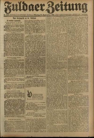 Erste Ausgabe vom Montag, den 30. September 1918.