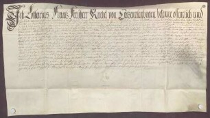Instrumentum nobilitatis des Franz Knebel von Katzenelnbogen.