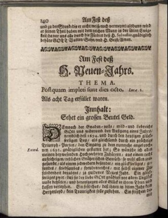 Am Fest deß H. Neuen-Jahrs.