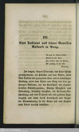 XVI. Lips Tullians und seiner Genossen Ankunft in Prag