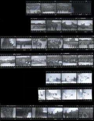 Schwarz-Weiß-Negative mit Aufnahmen von der Einweihung des russischen Ehrenmals in Treptow, General Kotikow, Otto Grotewohl