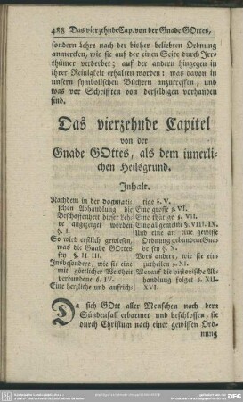 Das vierzehnde Capitel von der Gnade Gottes, als dem innerlichen Heilsgrund
