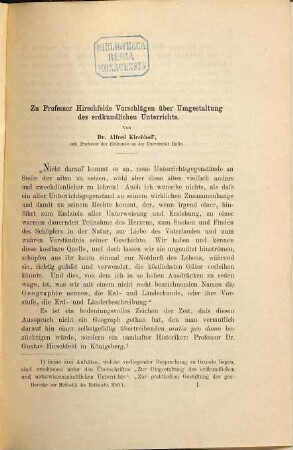 Vorlesungen über Hülfsmittel und Methode des geographischen Unterrichts, 1. Supplement-Heft