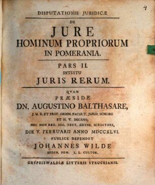 Disputationis Juridicae De Jure Hominum Propriorum In Pomerania Pars ..., 2. Intuitu Juris Rerum