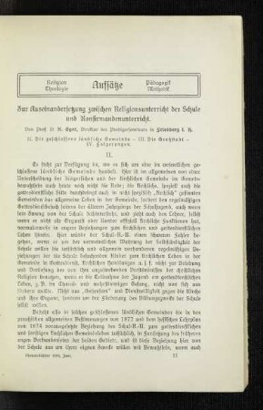 Zur Auseinandersetzung zwischen Religionsunterricht der Schule und Konfirmandenunterricht : II. ; [Fortsetzung]
