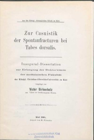 Zur Casuistik der Spontanfracturen bei Tabes dorsalis