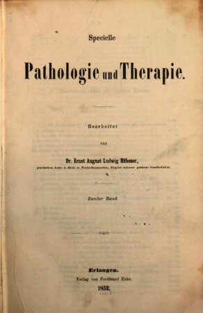 Specielle Pathologie u. Therapie, 2