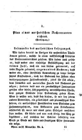 Plan eines methodischen Rechnenunterrichtes : (Fortsetzung.)