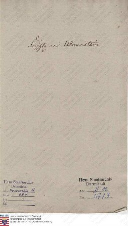 Ulmenstein, Friedrich Wilhelm Freiherr v., nassau-weilburgischer Regierungsrat in Wetzlar