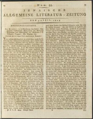 Num. 85. Den 9. April 1804