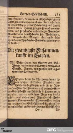 Die zwantzigste Zusammenkunfft im Garten