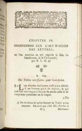 Chapitre IV. Observations Sur L'Art D'Ecrire Des Lettres; ...