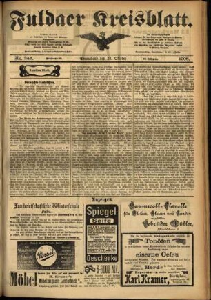 Zweite Ausgabe vom Samstag, den 24. Oktober 1908.