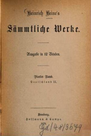 H. Heines sämmtliche Werke, 4