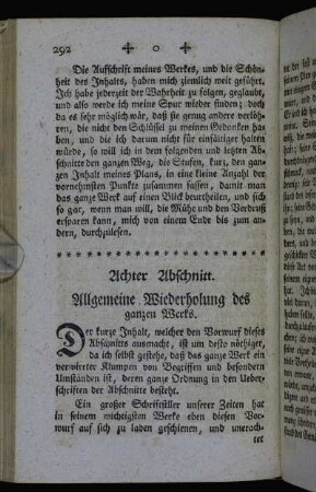 Achter Abschnitt. Allgemeine Wiederholung des ganzen Werks.