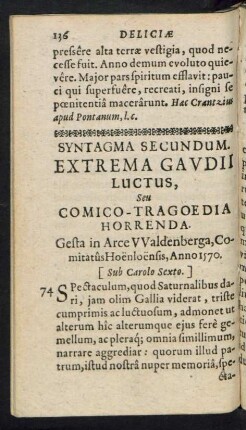 Syntagma Secundum. Extrema Gaudii Luctus, Seu Comico-Tragoedia Horrenda.