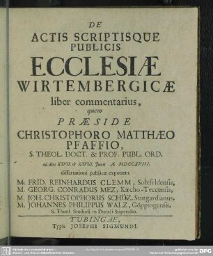 De Actis Scriptisque Publicis Ecclesiae Wirtembergicae liber commentarius