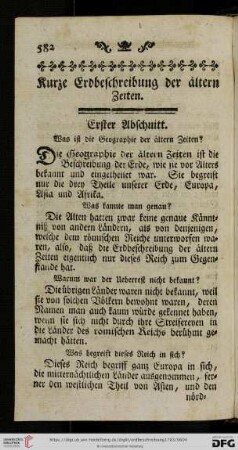 Kurze Erdbeschreibung der ältern Zeiten