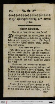 Kurze Erdbeschreibung der ältern Zeiten