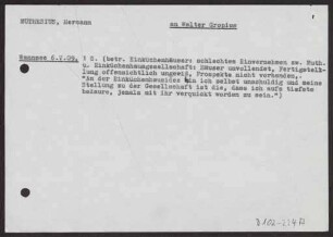 Teilübersetzungen der Briefe zw. Walter Gropius und Hermann Muthesius (Inhaltliche Notizen)