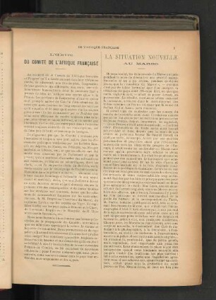 L'Oeuvre Du Comité de L'Afrique Francaise.