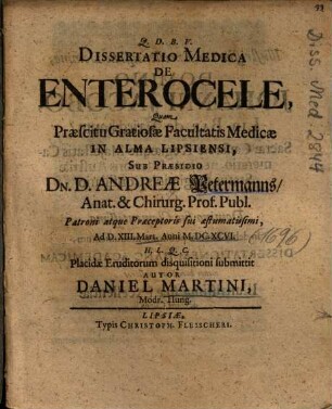 Dissertatio Medica De Enterocele