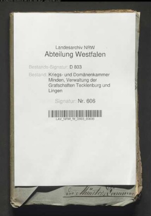 Der Verkauf der im Osnabrückischen belegenen königlich Tecklenburgischen Eigenbehörigen und davon einzusendende Extrakte