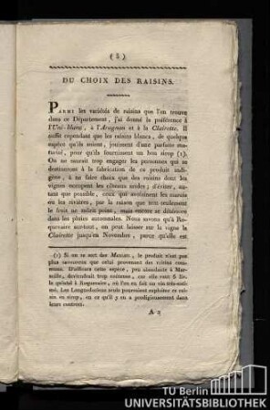 Du choix des raisins