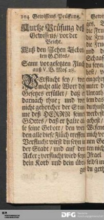Kurtze Prüfung deß Gewissens, vor der Beicht.