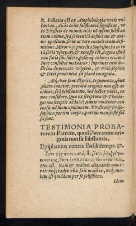 Testimonia Probatorum patrum, quod Peccatum originis non sit substantia.