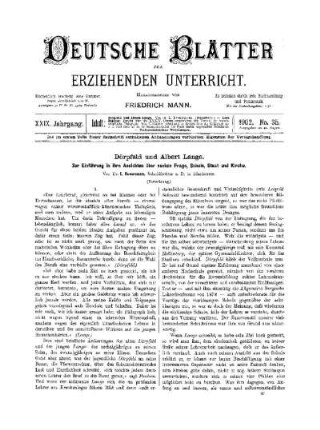 Dörpfeld und Albert Lange : zur Einführung in ihre Ansichten über soziale Frage, Schule, Staat und Kirche ; (Fortsetzung)