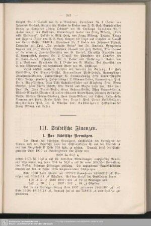 III. Städtische Finanzen