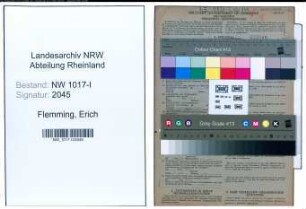 Entnazifizierung Erich Flemming , geb. 08.08.1895 (Gelderheber)