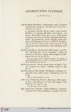 Architettura Teatrale antica (Nr. 784-801)