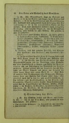2) Eintheilung der Erde