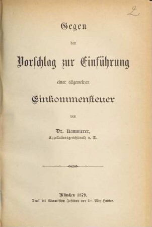 Gegen den Vorschlag zur Einführung einer allgemeinen Einkommensteuer