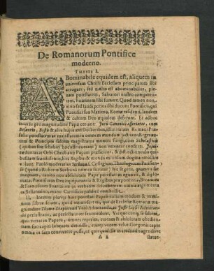 De Romanorum Pontifice moderne. Thesis I. - XLVII.