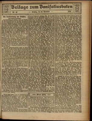 Zweite Ausgabe vom Sonntag, den 23. November 1924.