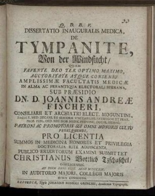 Dissertatio Inauguralis Medica, De Tympanite