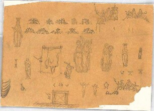 Voit, August von; Kapelle - Koren, Putten, allegorische Figuren, Säule u. Vasen (Studien)