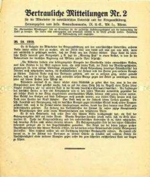 Flugschrift "Vertrauliche Mitteilungen Nr.2"