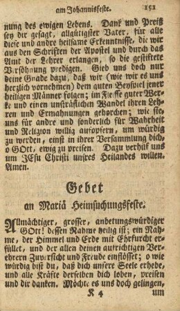Gebet an Mariä Heimsuchungsfeste