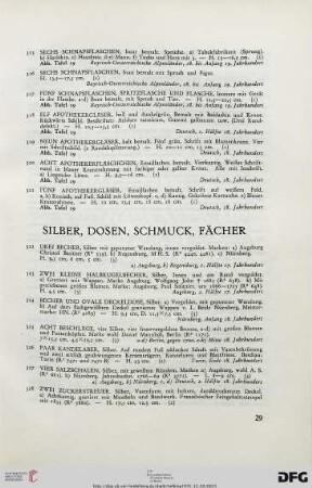 Silber, Dosen, Schmuck, Fächer (Nr. 322-361)