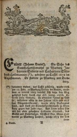 Grundlage zu einer Hessischen Gelehrten und Schriftsteller Geschichte seit der Reformation bis auf gegenwärtige Zeiten, 4. Eu-Gond. - 1784