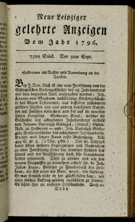 73tes Stück. Den 9ten Sept.