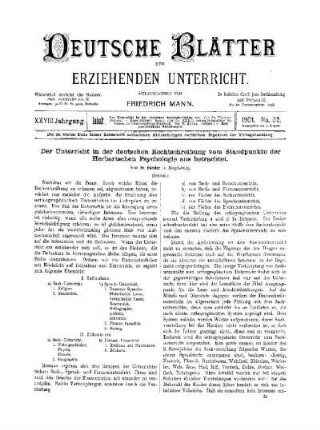 Der Unterricht in der deutschen Rechtschreibung vom Standpunkte der Herbartschen Psychologie aus betrachtet : (Schluss)