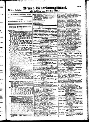 988. Ausgabe. Montag, 22. Mai 1916