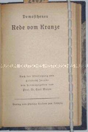 Die Kranzrede des Demosthenes in deutscher Übersetzung