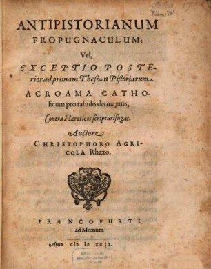 Antipistorianum propugnaculum